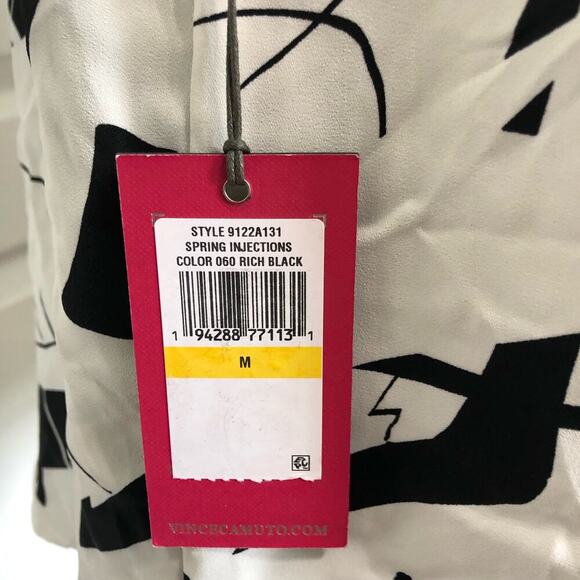 Vince Camuto Women's Blouse Sleeveless Tie Neck Detail Black White Size‎ Medium - Picture 6 of 8